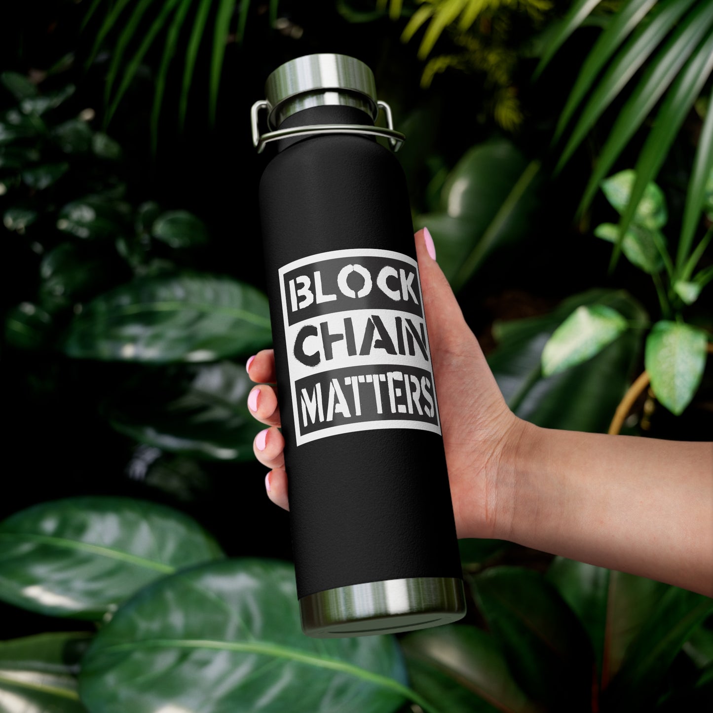 Copper Vacuum Insulated Blockchain Matters Bottle, 22oz