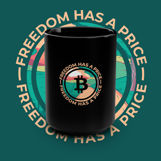 Black Bitcoin Freedom Mug, 15oz