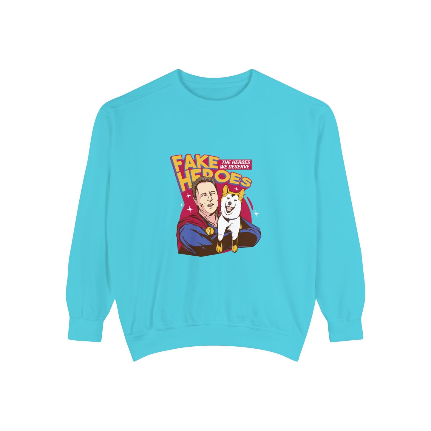 Unisex Garment-Dyed Elon Musk Fake Heroes Dogecoin Sweatshirt